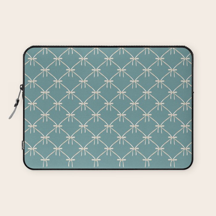 Bows & Ribbons Pattern LIV Teal Green Laptop Sleeve Gallery Image 1