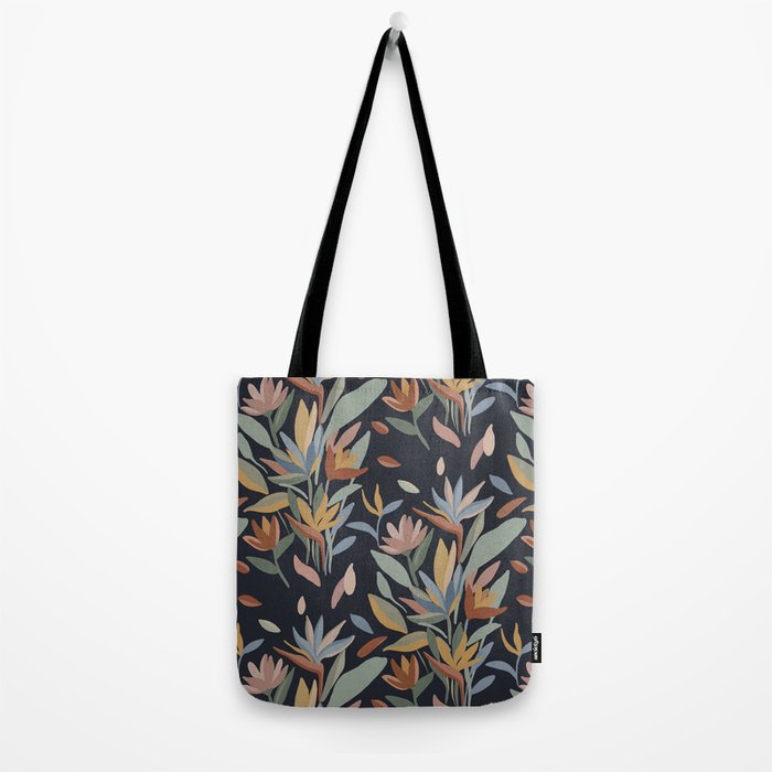 Hand Painted Floral Garden Night Tote Bag Gallery Image 2