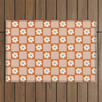 Flower Checker in Burnt Orange  Outdoor Rug Gallery Image 1