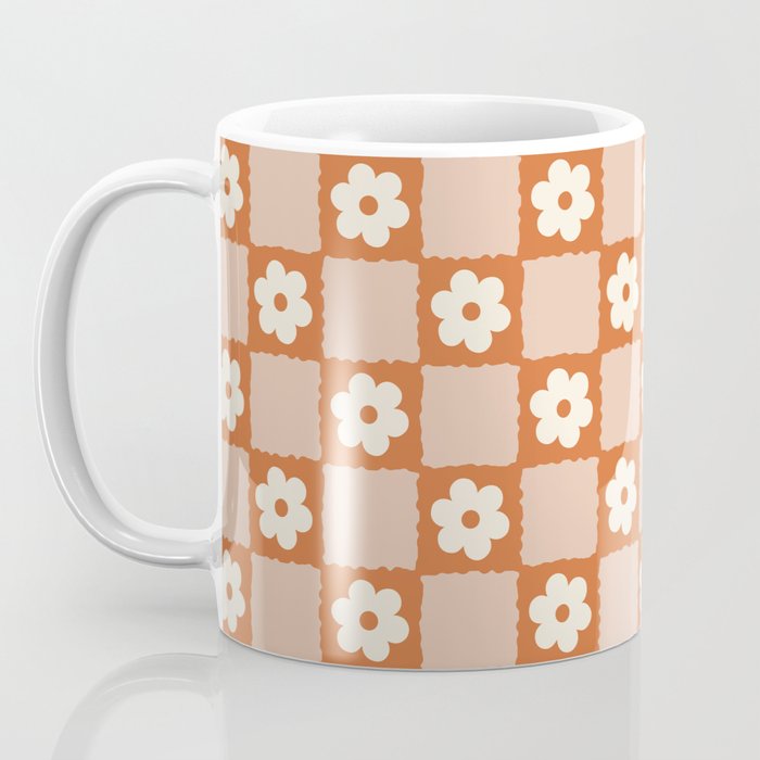 Flower Checker in Burnt Orange  Coffee Mug Gallery Image 3