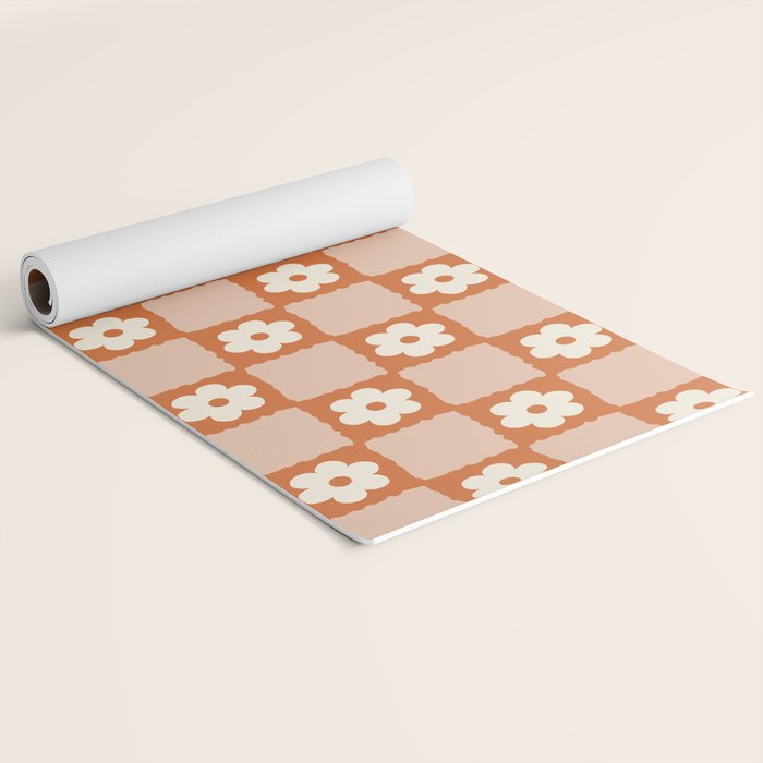 Flower Checker in Burnt Orange  Yoga Mat Gallery Image 2