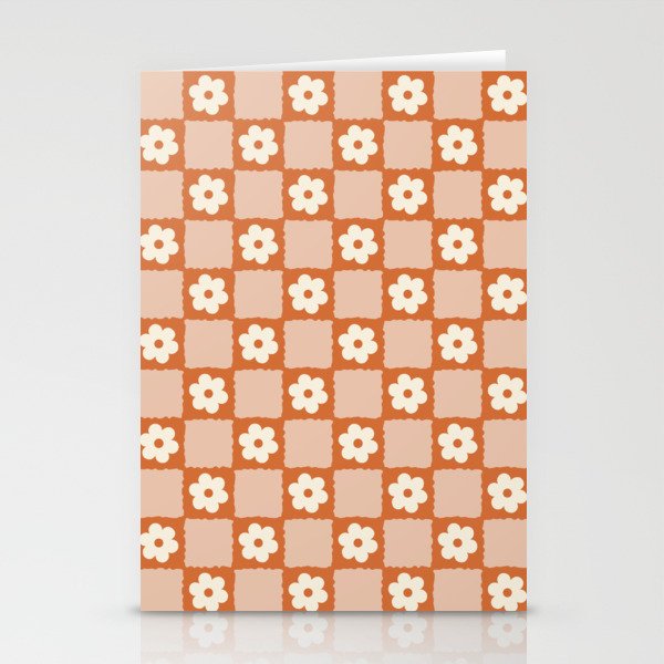 Flower Checker in Burnt Orange  Stationery Card Gallery Image 2