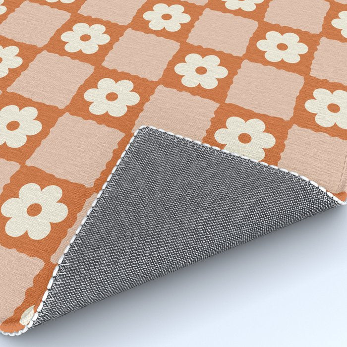 Flower Checker in Burnt Orange  Rug Gallery Image 4