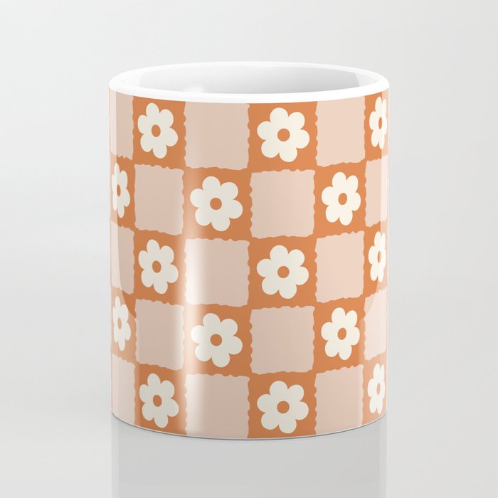 Flower Checker in Burnt Orange  Coffee Mug Gallery Image 4