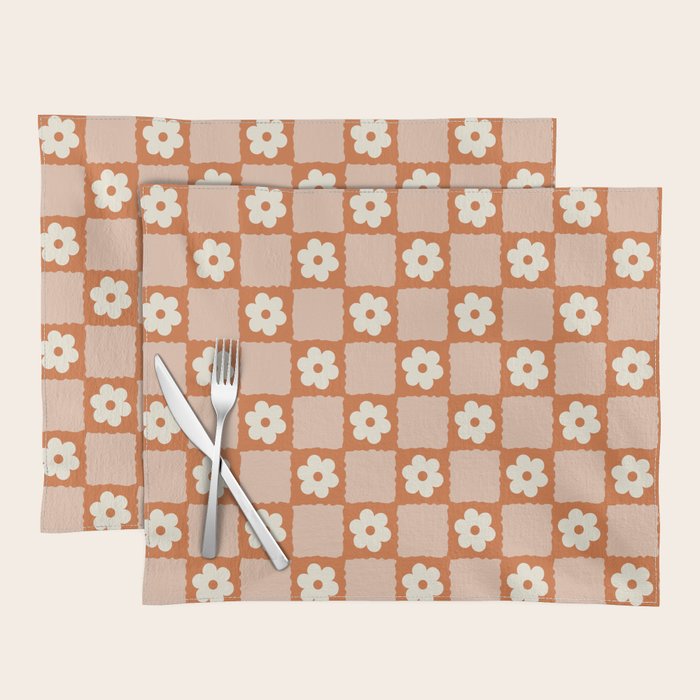 Flower Checker in Burnt Orange  Placemat Gallery Image 1