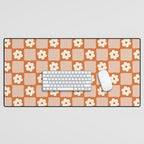 Flower Checker in Burnt Orange  Desk Mat Gallery Image 1