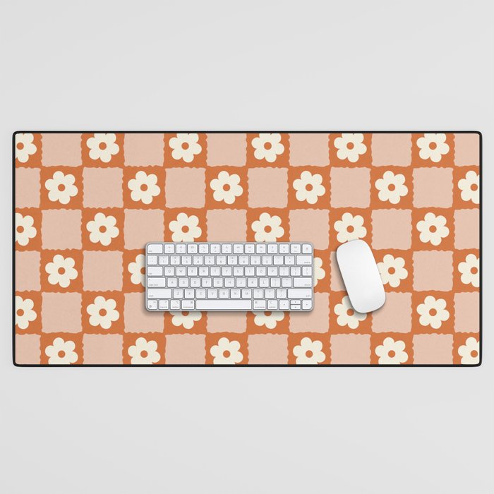 Flower Checker in Burnt Orange  Desk Mat Gallery Image 1