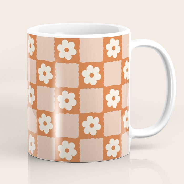 Flower Checker in Burnt Orange  Coffee Mug Gallery Image 1