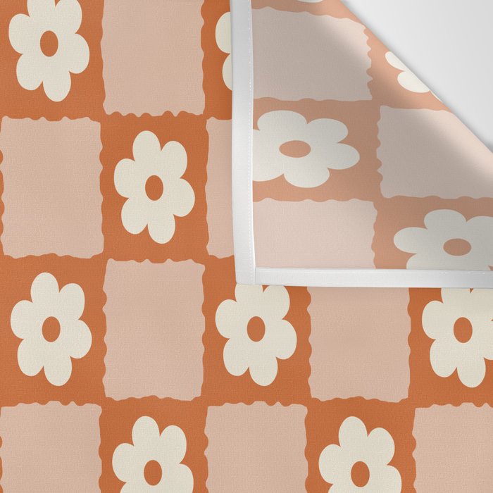 Flower Checker in Burnt Orange  Wall Tapestry Gallery Image 3