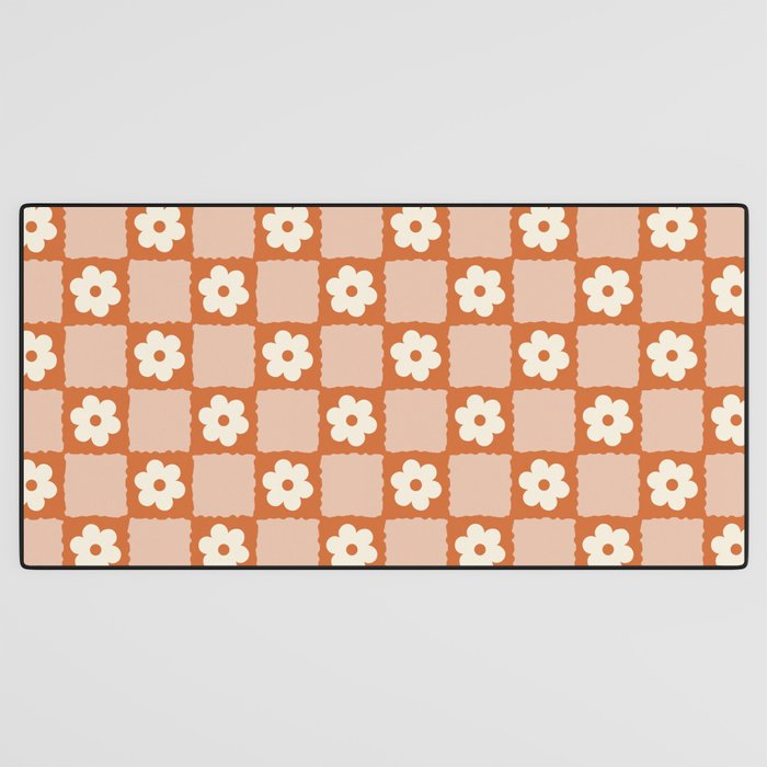 Flower Checker in Burnt Orange  Desk Mat Gallery Image 3