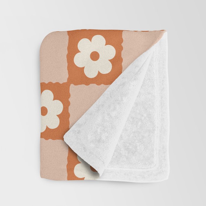 Flower Checker in Burnt Orange  Throw Blanket Gallery Image 3