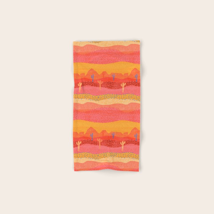 Vintage Western Desert Landscape in Warm Sunrise Bath Towel Gallery Image 1