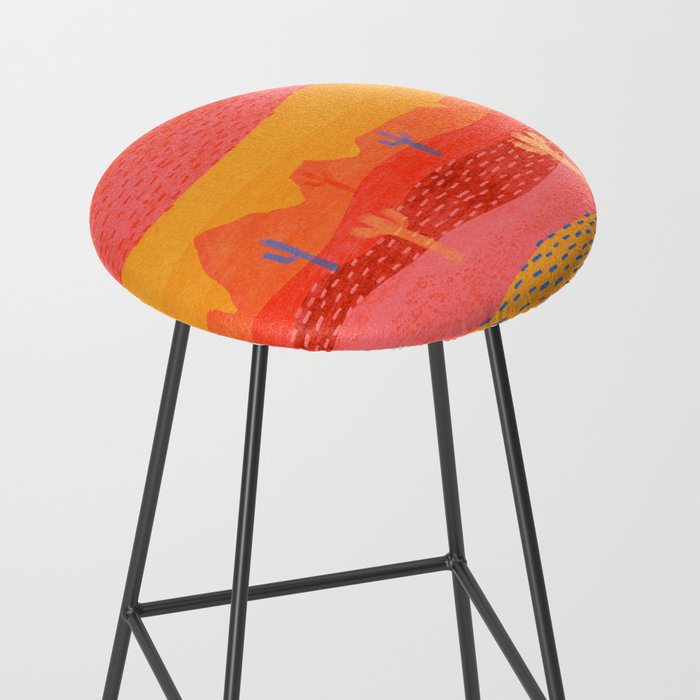 Vintage Western Desert Landscape in Warm Sunrise Stool Gallery Image 2