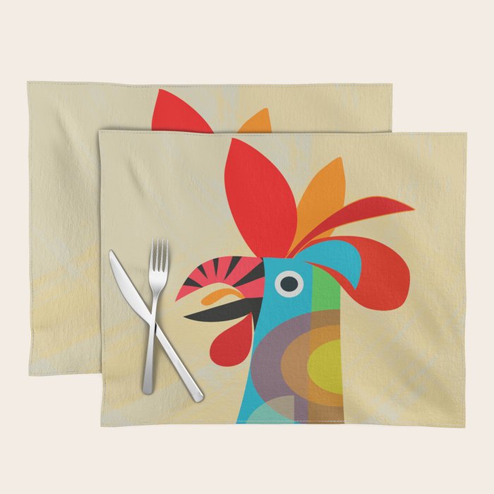Rooster in bold colors Placemat Gallery Image 1