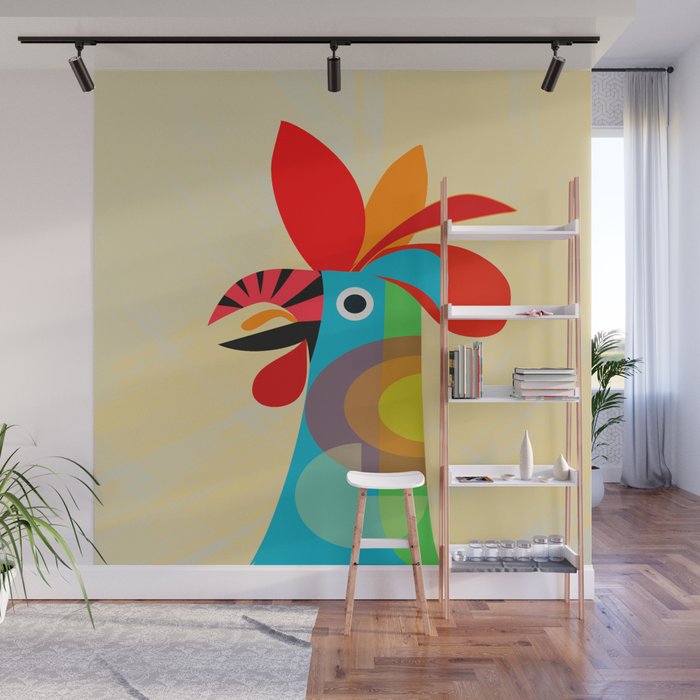 Rooster in bold colors Wall Mural Gallery Image 1