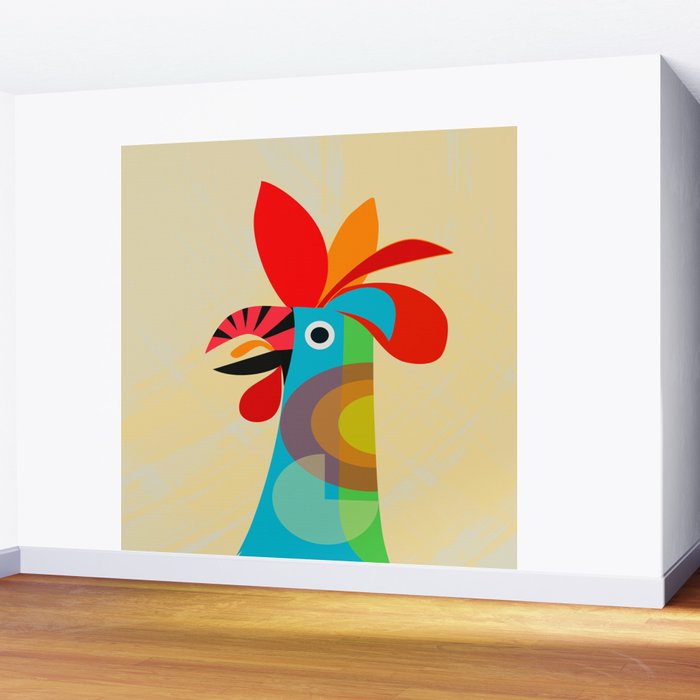 Rooster in bold colors Wall Mural Gallery Image 2