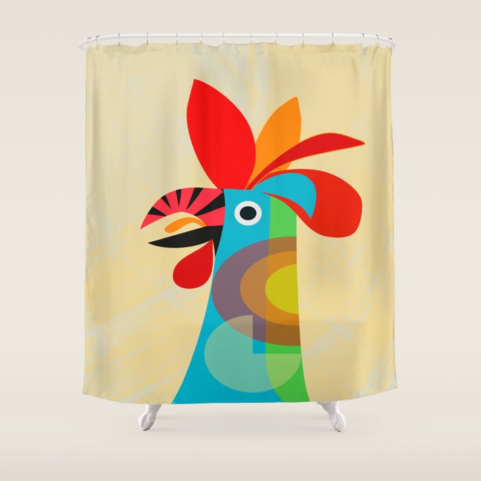 Rooster in bold colors Shower Curtain
