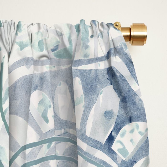 Yoga, Mandala, Green and Blue, Wall Art Boho Window Curtain Gallery Image 2