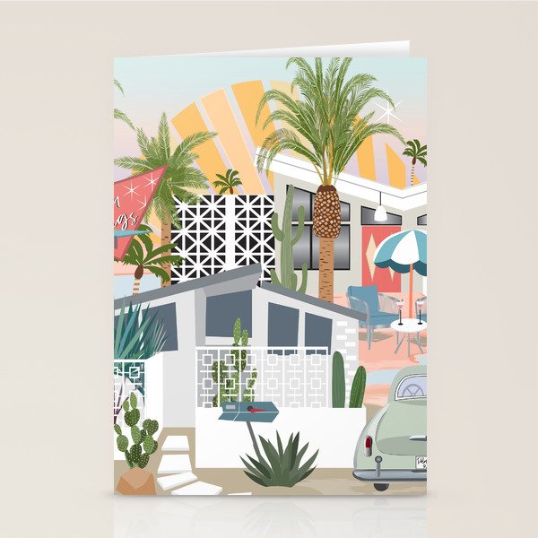 Retro Palm Springs II Stationery Card