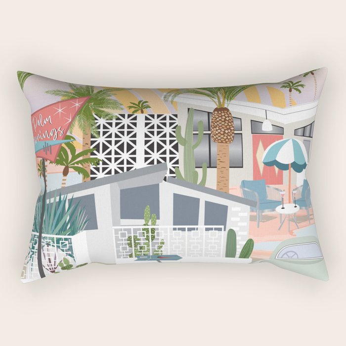 Retro Palm Springs II Rectangular Pillow Gallery Image 1