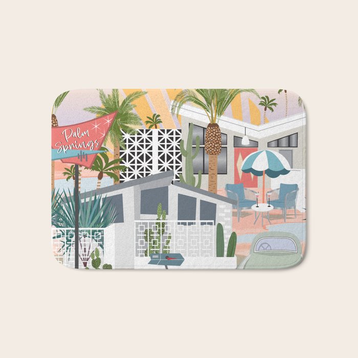 Retro Palm Springs II Bath Mat Gallery Image 1