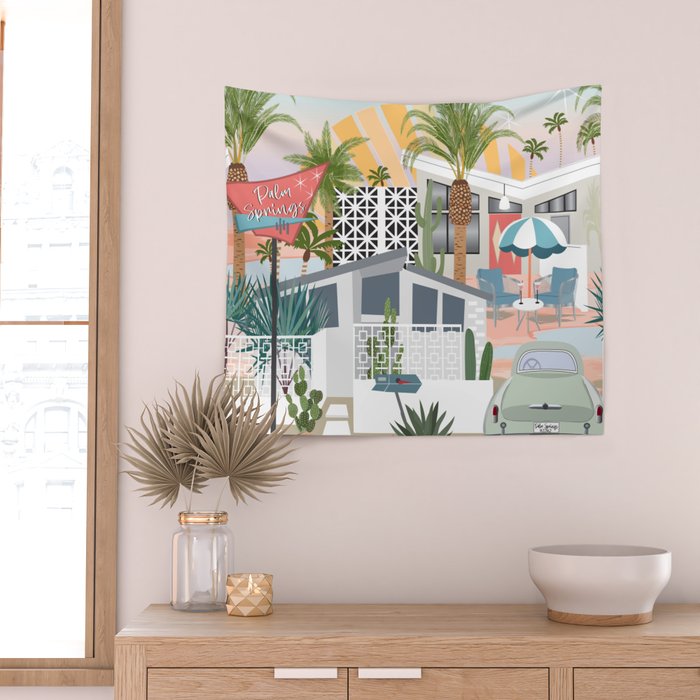 Retro Palm Springs II Wall Tapestry Gallery Image 2