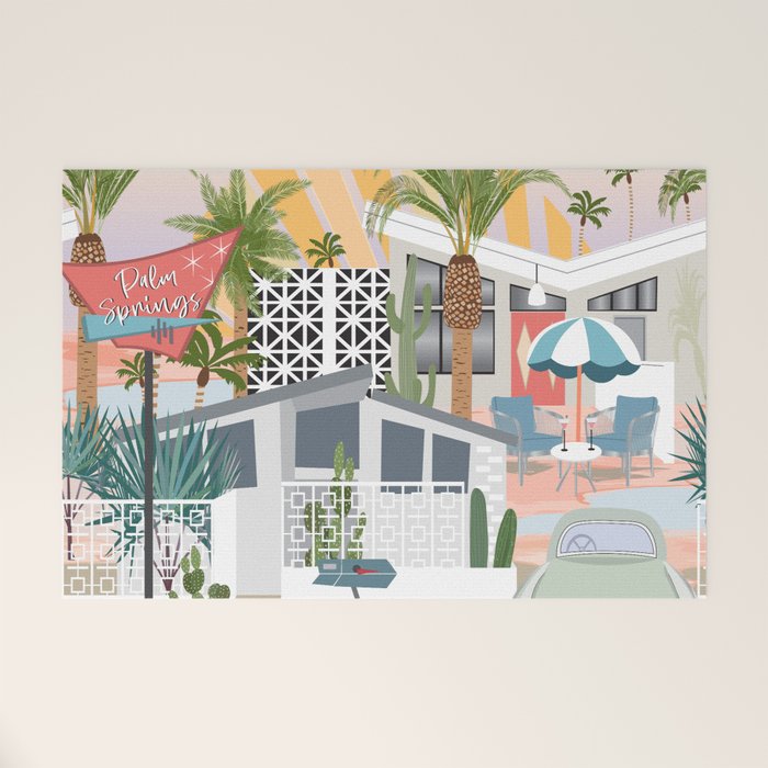 Retro Palm Springs II Welcome Mat Gallery Image 1