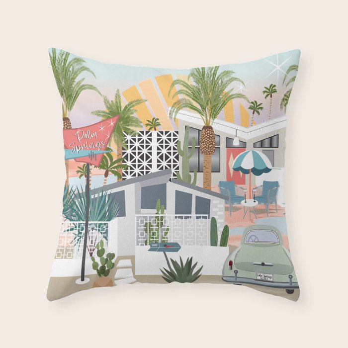 Retro Palm Springs II Throw Pillow Gallery Image 6