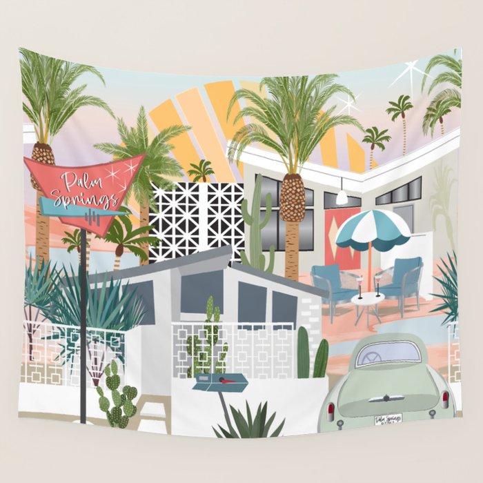Retro Palm Springs II Wall Tapestry Gallery Image 1