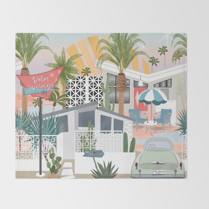 Retro Palm Springs II Throw Blanket Gallery Image 2
