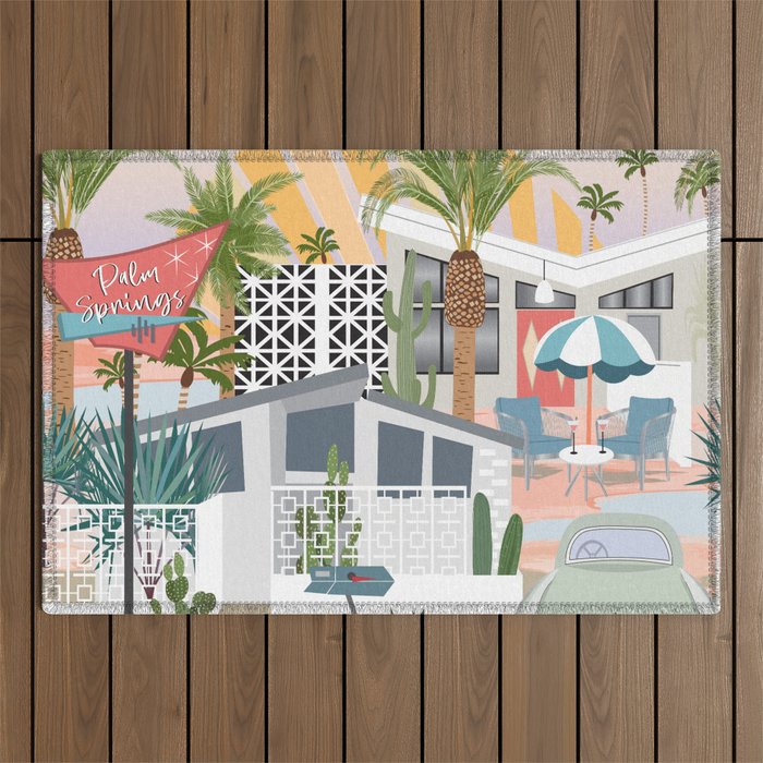Retro Palm Springs II Outdoor Rug Gallery Image 1