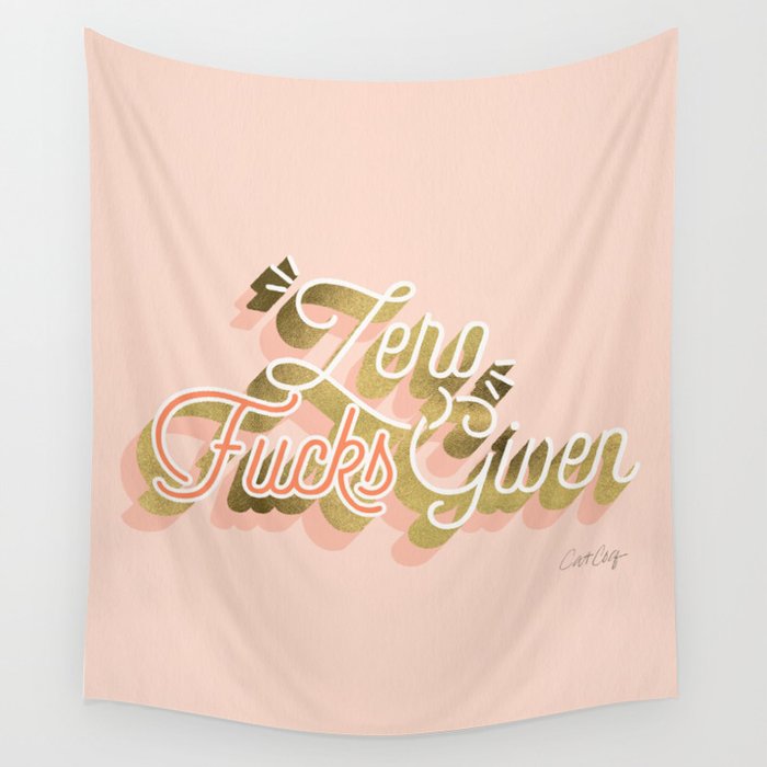 Zero F*cks Given - Blush & Gold Palette Wall Tapestry Gallery Image 4