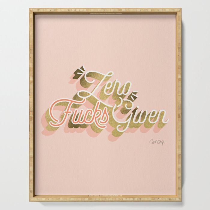Zero F*cks Given - Blush & Gold Palette Serving Tray Gallery Image 1