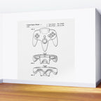 Video Game Controller Patent - Retro Gaming Game Room Art - White Wall Mural Gallery Image 2