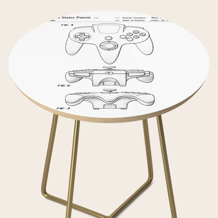 Video Game Controller Patent - Retro Gaming Game Room Art - White Side Table Gallery Image 2