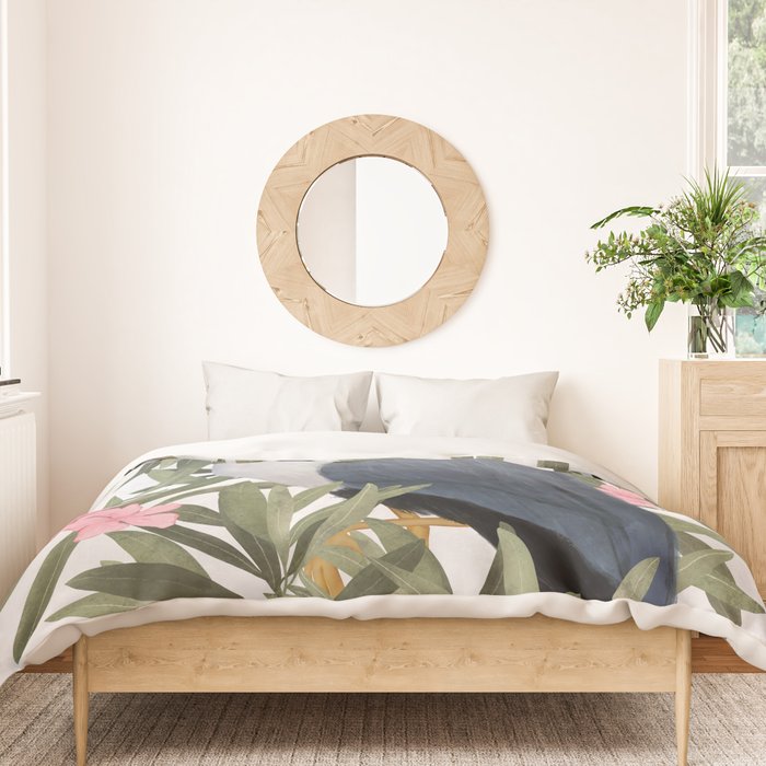 Gray heron and oleander plant - Duvet Cover Gallery Image 3