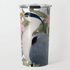 Gray heron and oleander plant - Travel Mug Gallery Image 1