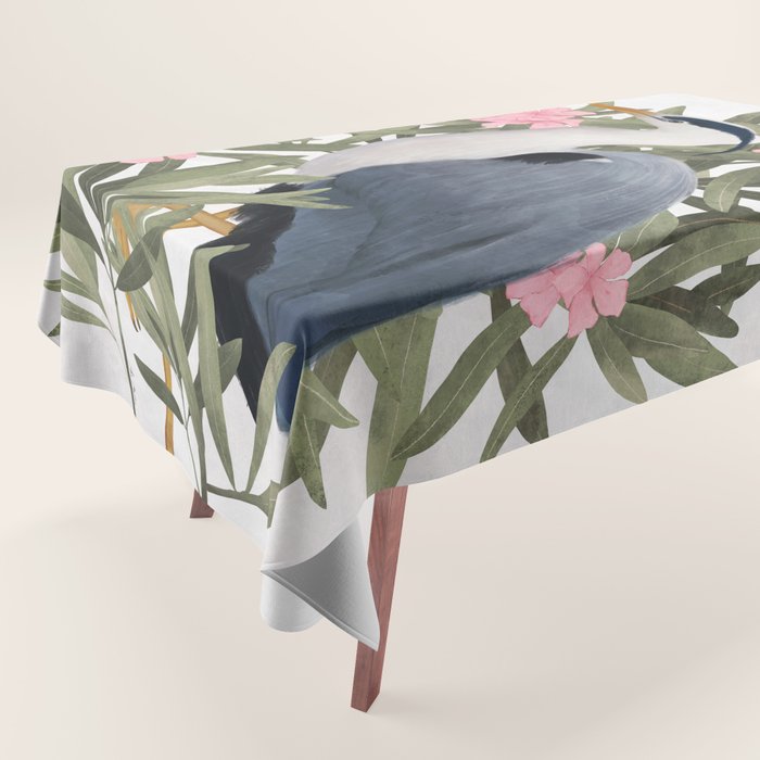 Gray heron and oleander plant - Tablecloth Gallery Image 1