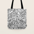 One Step Ahead Black and White Graffiti Street Art Tote Bag Gallery Image 1