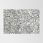 One Step Ahead Black and White Graffiti Street Art Rug Gallery Image 2