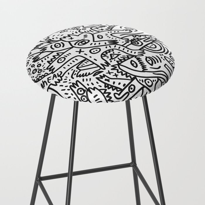 One Step Ahead Black and White Graffiti Street Art Stool Gallery Image 2