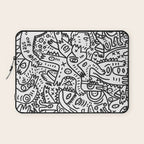 One Step Ahead Black and White Graffiti Street Art Laptop Sleeve Gallery Image 1