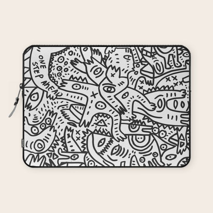 One Step Ahead Black and White Graffiti Street Art Laptop Sleeve Gallery Image 1