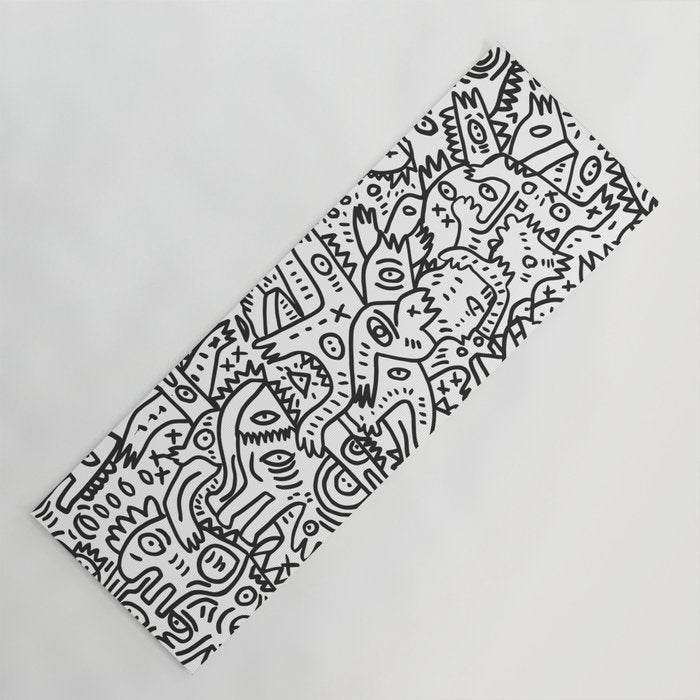 One Step Ahead Black and White Graffiti Street Art Yoga Mat Gallery Image 1