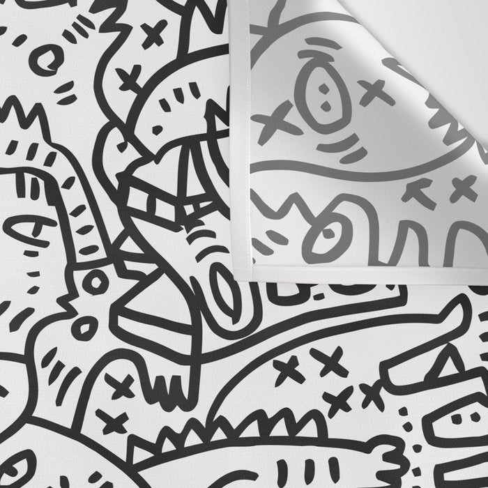 One Step Ahead Black and White Graffiti Street Art Wall Tapestry Gallery Image 3