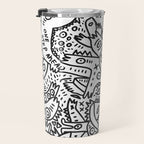 One Step Ahead Black and White Graffiti Street Art Travel Mug Gallery Image 3