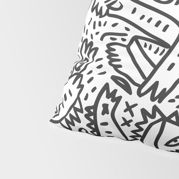 One Step Ahead Black and White Graffiti Street Art Pillow Sham Gallery Image 4