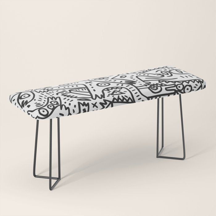 One Step Ahead Black and White Graffiti Street Art Bench Gallery Image 1