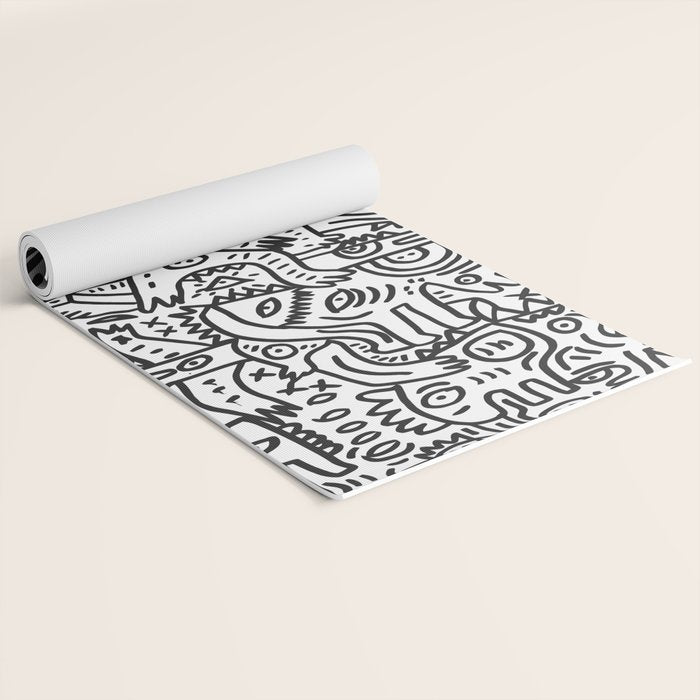 One Step Ahead Black and White Graffiti Street Art Yoga Mat Gallery Image 2