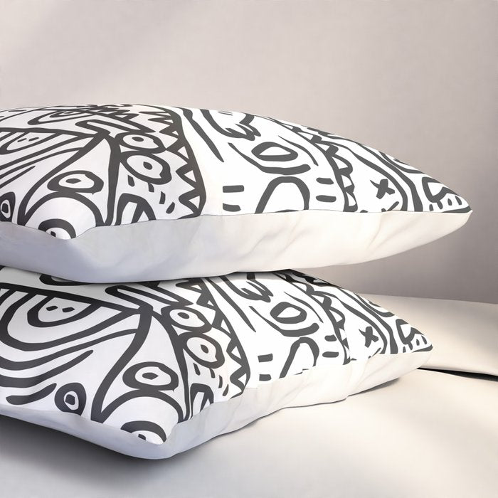 One Step Ahead Black and White Graffiti Street Art Pillow Sham Gallery Image 3
